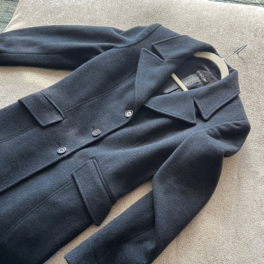 bebe Dark Gray Trench Coat - Picture 3 of 4